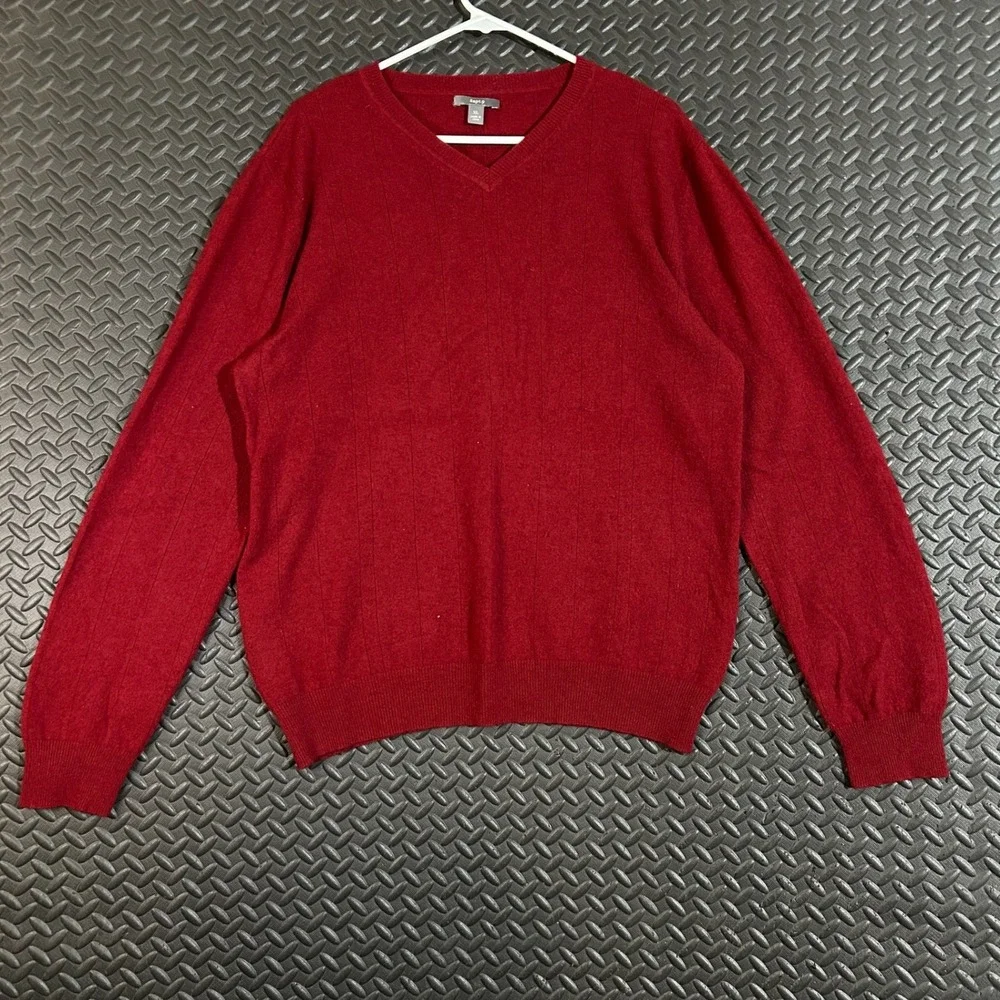 Apt.9 Red V-Neck Long Sleeve Pullover Cashmere Sweater Men's Size XL